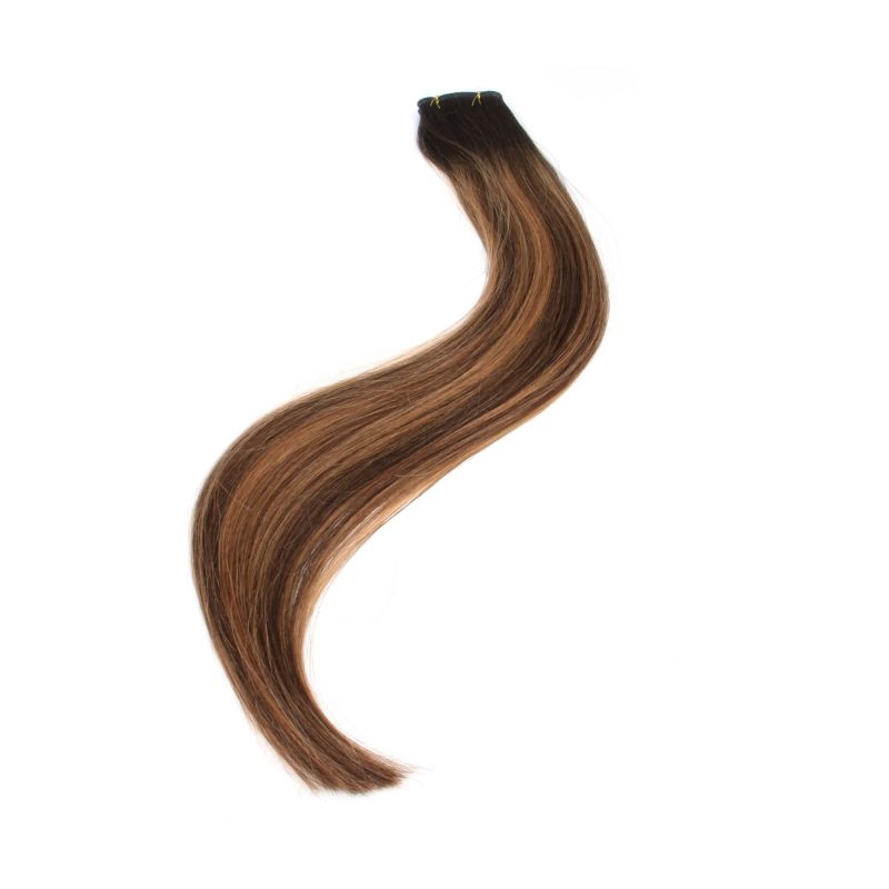 Hazel caramel balayage weft hairextensions van Chiq Human Hair